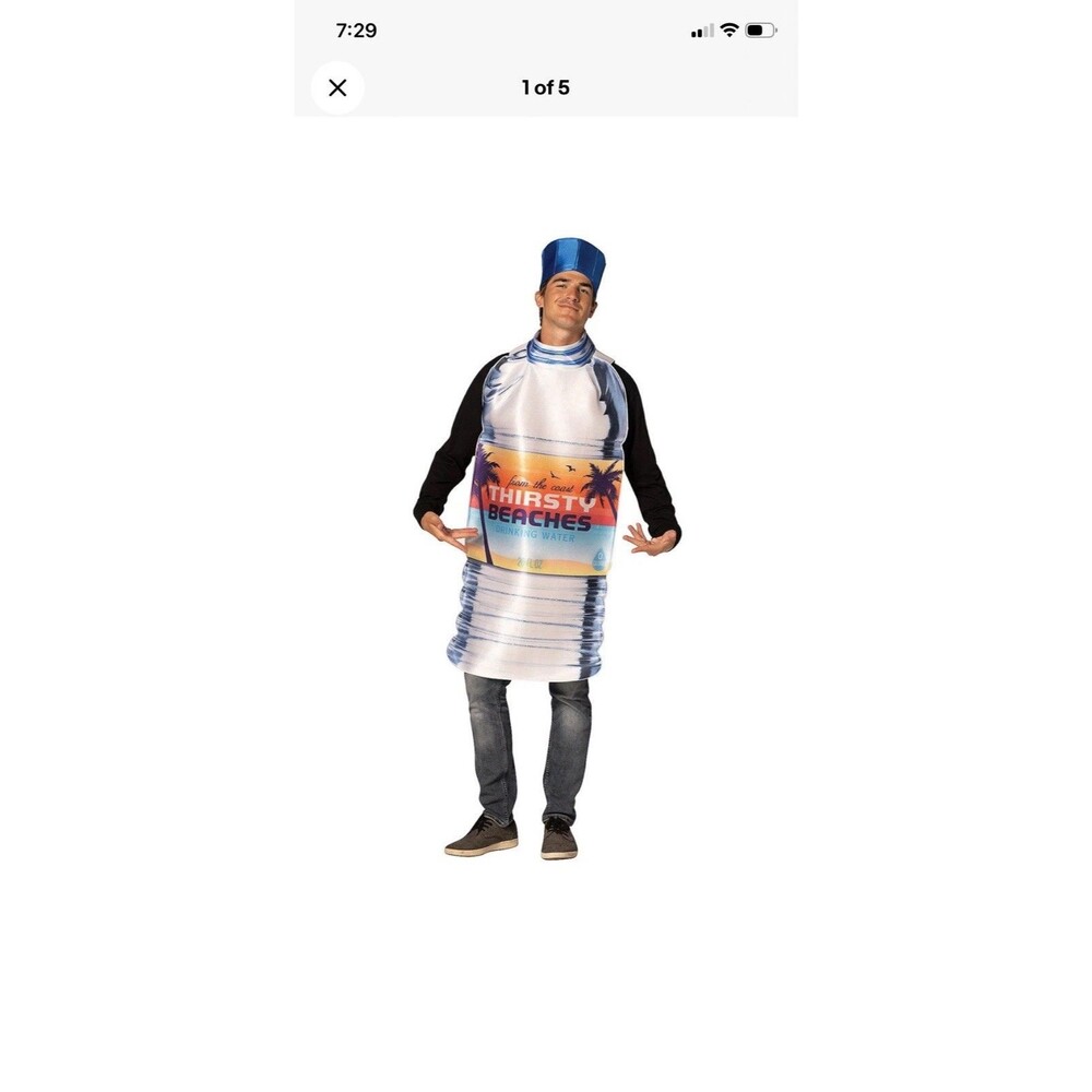 Halloween Costume Plastic Water Bottle One Size Mens Womens Tunic & Hat Unisex